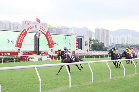 ◎ 十月一日是國慶佳節,香港賽馬會按傳統在新界沙田賽馬場舉行「國慶賽馬日」,總投注額依然錄得十四點五四億元,是歷來第三高的「國慶賽馬日」投注額。(香港中通社)