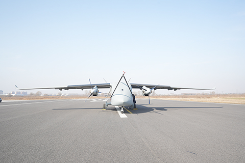 長鷹-8大型運投無人機在河南鄭州成功首飛。(鄭州航空港區 供圖)