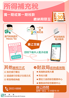 ◎ 所得補充稅獨一期或第一期稅款繳納期至九月三十日。